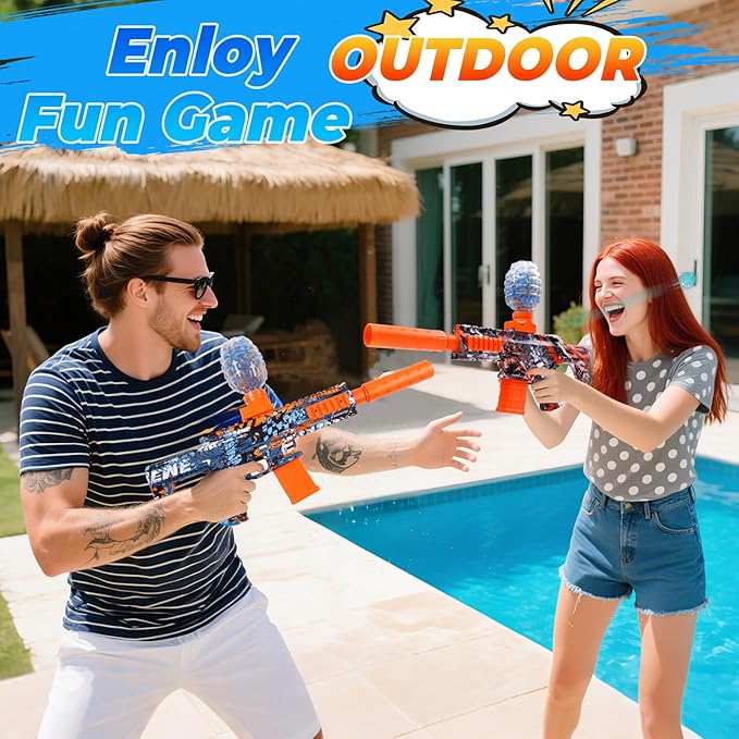 2 Pack Gel Ball Blaster Splatter Toys 60000+ Balls - High Powerful 12 Per Seconds 160+ Fps Super High Speed Automatic Splat Toys for Age 14+