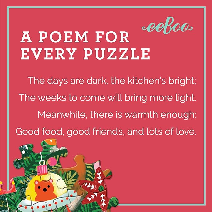 eeBoo 1000 Piece Puzzle - Swedish Holiday Kitchen Jigsaw Puzzle for Adults, Square 23" x 23" Made with Recycled Board & Vegetable-Based Ink