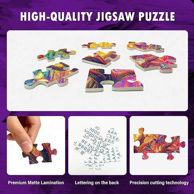 Colorful Butterfly Trees Puzzles for Adults 1000 Pieces, Perfectly Letter on Back No Dust, Tree of Life Jigsaw Puzzle Rainbow Tree, Challenging Puzzle Perfect for Game Nights