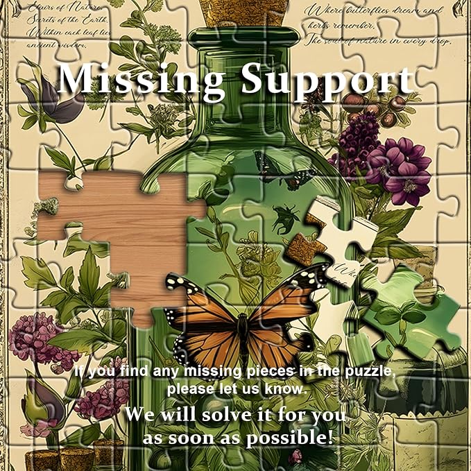 PICKFORU Plant Puzzles for Adults 1000 Pieces, Vintage Butterfly Magic Potion Bottle Puzzles,Flower Jigsaw Puzzle Retro Phytology Poster