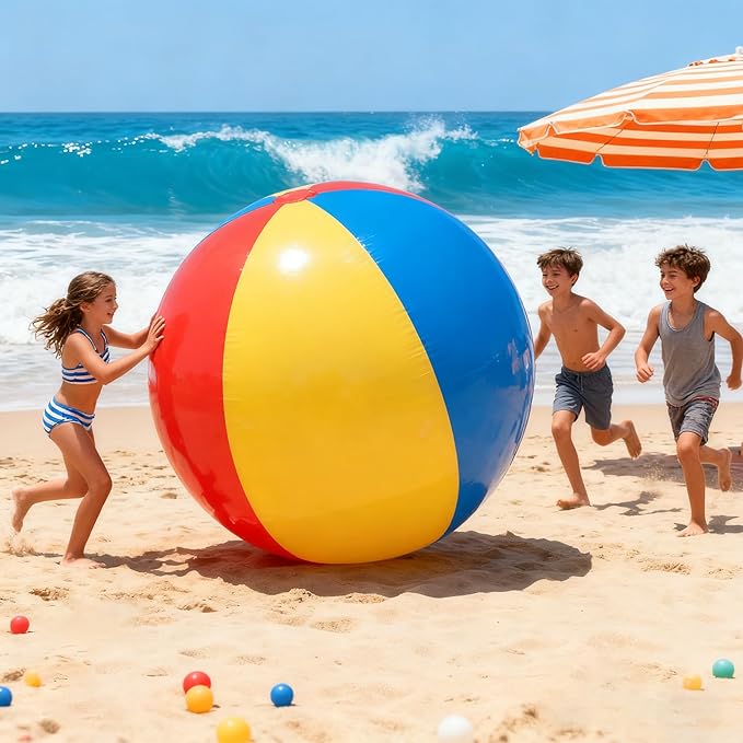 39"/59"/78" Giant Beach Balls, Inflatable Beach Ball, Beach Balls for Adults, for Summer Beach Parties, Music Festival and Festival Decorations