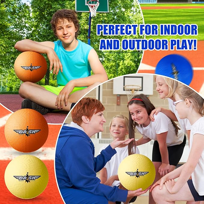 Jerify 8.5 Inches Playground Balls Kickball Bulk, Colorful Inflatable Sports Bouncy Balls, Dodgeball, Kickball for Official Play, and Fun Indoor and Outdoor Toys and Gift