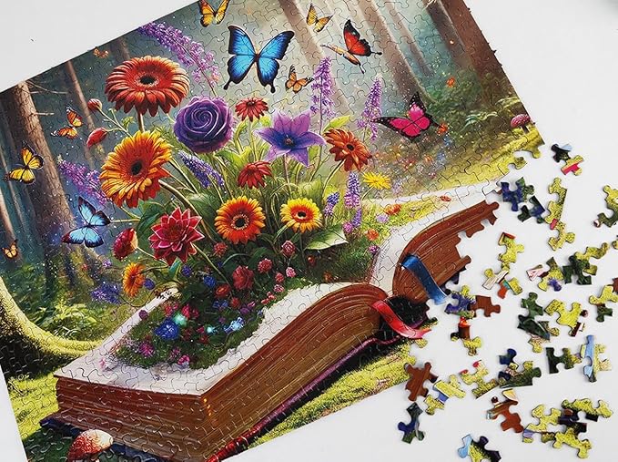 Springbok Books Brought to Life 500 Piece Jigsaw Puzzle for Adults - Book and Flower Puzzle - Unique Cut Pieces - Made in USA
