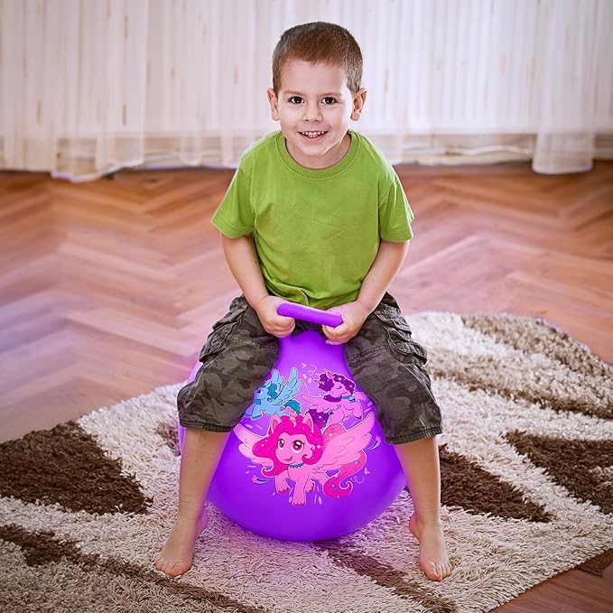 U&C Planet Hopper Ball 18 inches Bouncy Ball with Handle for Kids Age 3-6 Hoppity Hop Sit and Bounce Jumping Hopping Toy with Pump and Gift Box Great Gift for Easter Basket Stuffers, Purple