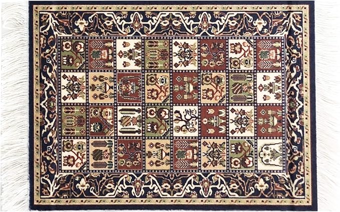 Set of 4 Dollhouse Area Rugs – Miniature Carpet Accessories for Doll Houses, 6 x 4 Inch Rectangular Floor Décor, Oriental Style