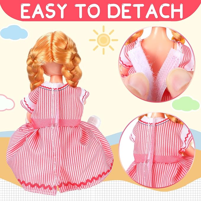 Hungdao 16 Pcs Girl Boy Doll Clothes Lovely Outfits Mini Doll Clothes 6 Inch Dolls Accessories for Kids Birthday Outfit (Cute Girls)
