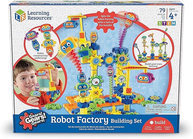 Learning Resources Gears Robot Factory - Building Toys for Kids Ages 4-8, Toddler STEM Toys and Toy Building Sets, Hands-On Educational Construction & Engineering Set for Toddlers