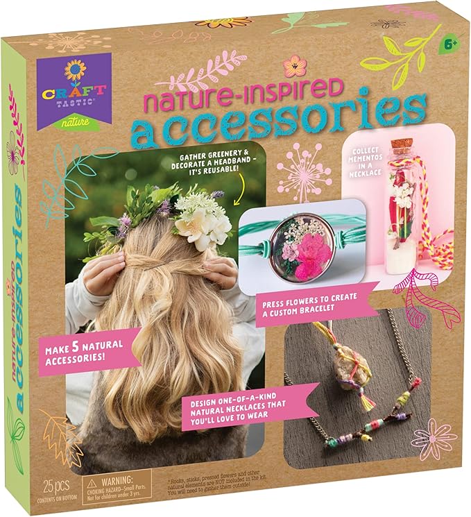 Craft-Tastic Nature-Inspired Accessories - Nature DIY Craft Kit - Outdoor Crafting Fun - Makes 5 Different Accessories - Ages 6+