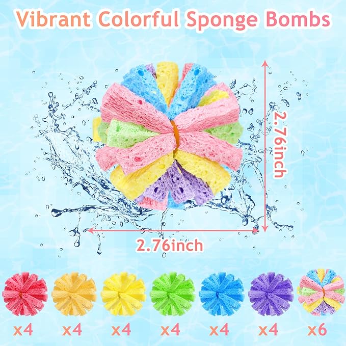 30 Pcs Reusable Water Balls for Outdoor Water Sponges Kids Games Toys Soft Quick Soak Pool Fight Toys for Summer Activities Backyard Trampoline Beach Party (Fresh Color)