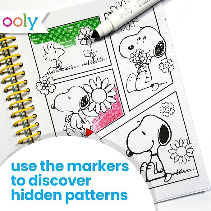 Ooly X Peanuts 60 PC Coloring Activity & Sticker Book in a Travel Box, 8 Washable Markers, 8 Jumbo Crayons, 40 Drawing Sheets & More