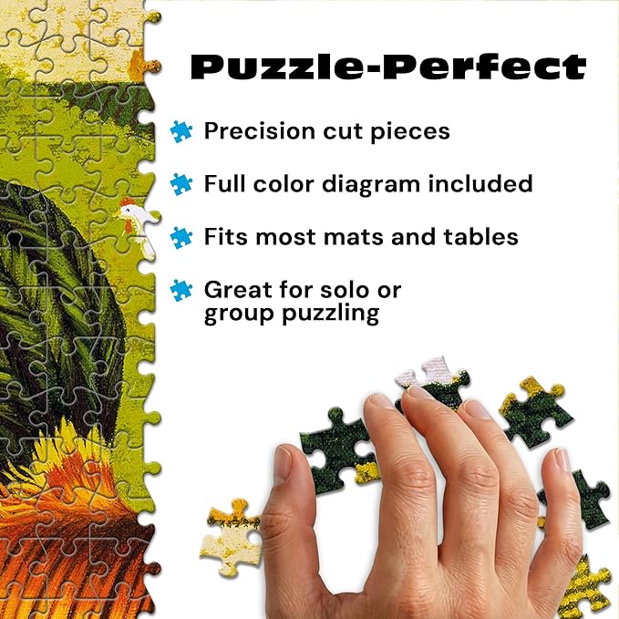 Buffalo Games – 300 Charles Wysocki: Rooster Express Oversized Piece Jigsaw Puzzle Larger Shapes - Great for Adults, Seniors, Family, Kids, Easy to Grip