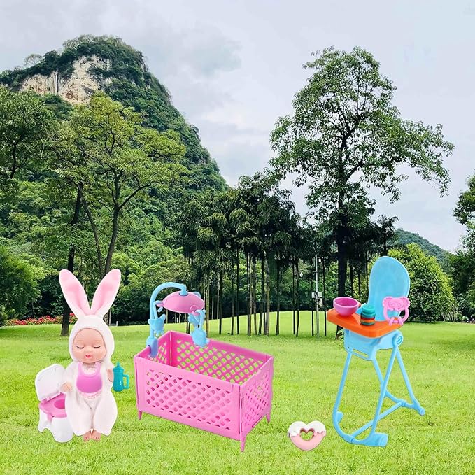 ONEST 16 Pieces 4 Inch Dolls with Accessories Cute Doll Mini Doll with Clothes Mini Dolls with Accessories