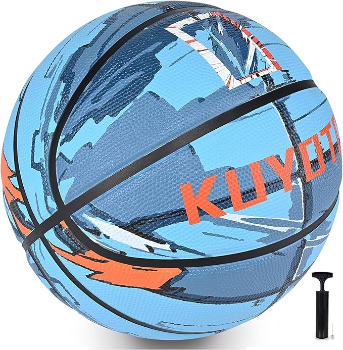 KUYOTQ Kids Youth Adult Size 3/4/5/6/7 (22/25.5/27.5/28.5/29.5") Basketball Premium Rubber or Faux Leather Basketball Indoor Outdoor Basketball for Boys Girls Womens Mens Basketball Gifts (Deflated)