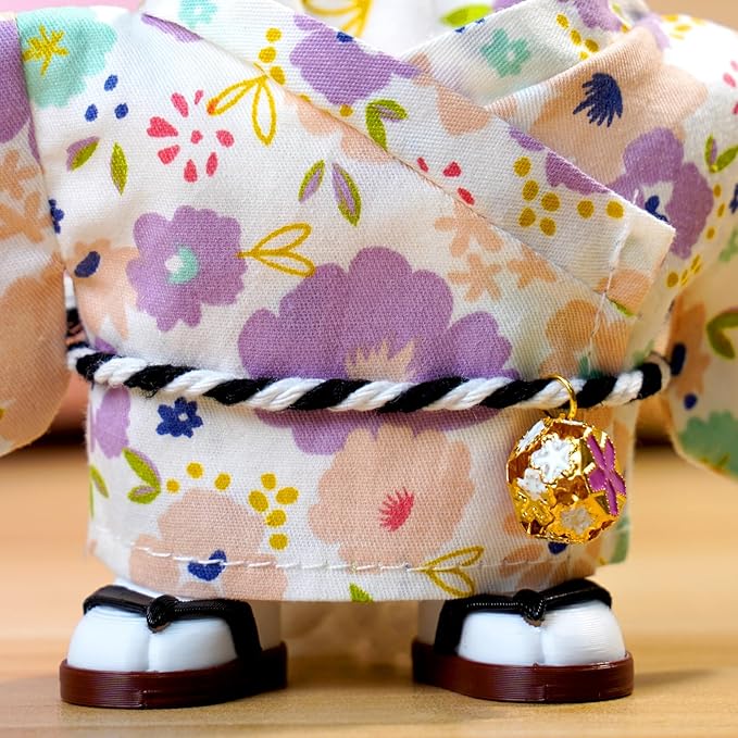 17cm Doll Clothes,Outfit Accessories Kimono Set for 6.7inch Dolls Girl, Kawaii Chic Style Flower Hairbow+Purple Clothing+Cute Mask+Shoes(NO Doll)