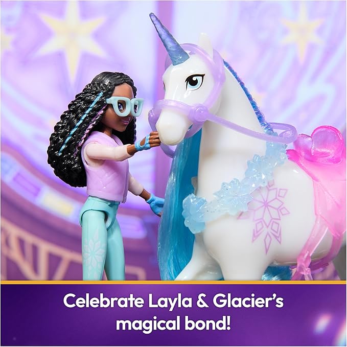 Unicorn Academy, Layla & Glacier Power of Friendship Set with Translucent Saddle & 2 Power Accessories, Dolls & Unicorn Toys for Girls Ages 4 and up