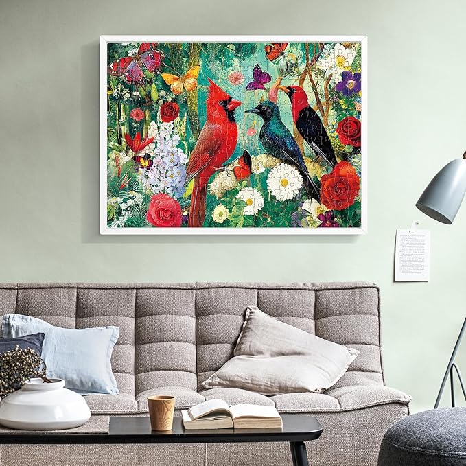 Puzzles 300 Pieces for Adults, 300 Piece Bird Garden Adult Puzzles Jigsaw Puzzle, Recycled Cardboard Puzzle Game, Family Activity Night, Great Gift Toy for Family, Friends, Kids, 20.5 * 15 Inch