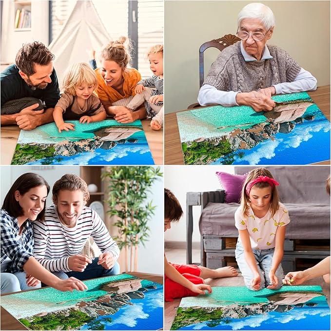 500 Piece Puzzles for Adults, Beach Jigsaw Puzzle for Adult Seniors, Recycled Cardboard Landscape Puzzle 500 Pieces, Challenging Puzzles Family Activity Game Nights Gift for Friends 20.5 * 15IN