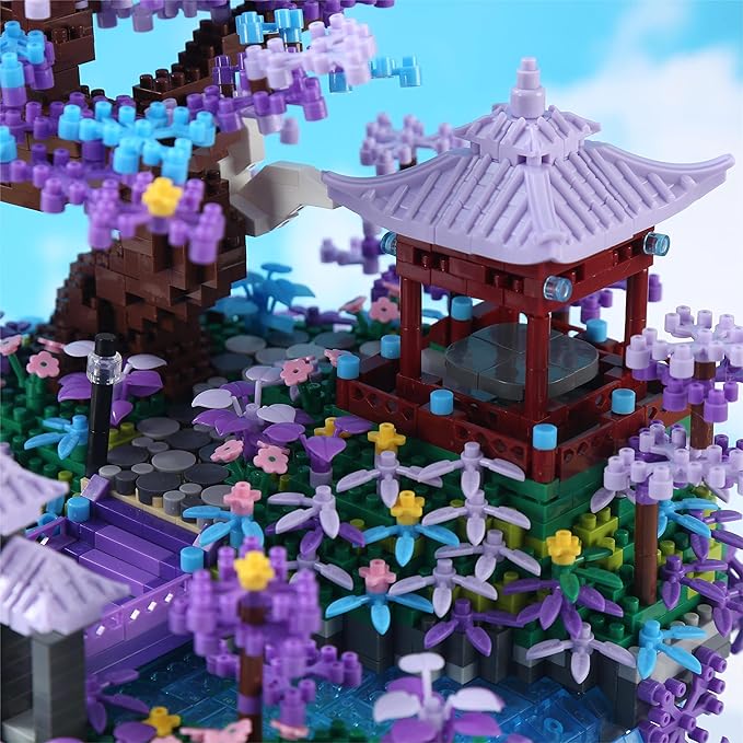 Cherry Blossom Tree Building Set with Box 4574Pcs, Original Scene Music Japanese Sakura Tree House(Type :Symphony), Cherry Bonsai Tree Lights Building Kit, Cherry Blossom Building Set.