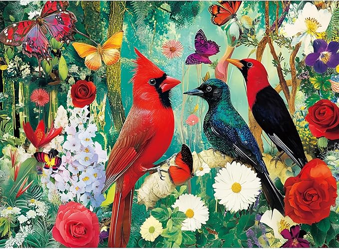 Puzzles 300 Pieces for Adults, 300 Piece Bird Garden Adult Puzzles Jigsaw Puzzle, Recycled Cardboard Puzzle Game, Family Activity Night, Great Gift Toy for Family, Friends, Kids, 20.5 * 15 Inch