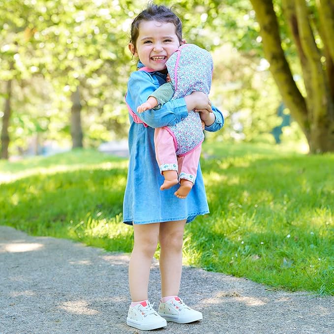 Corolle BB14-Inch Bright Pink Floral Baby Doll Sling, Soft Carry Seat Accessory for 14-Inch Dolls, Ages 2 Years and Up