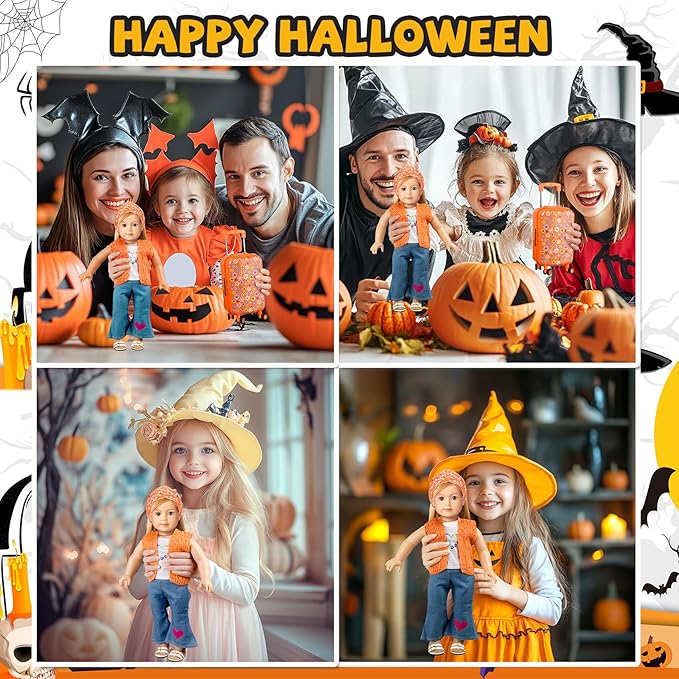 ARTST 18 Inch Doll Clothes Accessories American Clothes-Halloween Christmas Costume Suitcase Toys Set for 3-10 Girls(NO Doll)