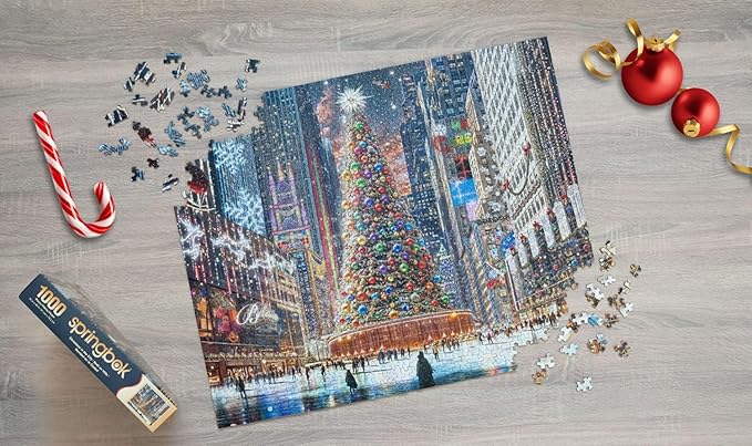 Springbok Christmas in The City 1000 Piece Jigsaw Puzzle for Adults - Unique Cut Pieces - Made in USA