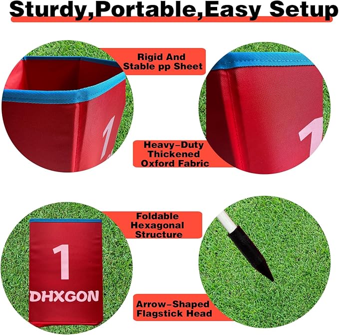 Backyard Golf Game with 2 Clubs, Portable 6 Hole Golf Course, Outdoor Yard Golf Chipping Game for Family and Adults, Beach, Park, Lawn, Field Day Reunion Party Games
