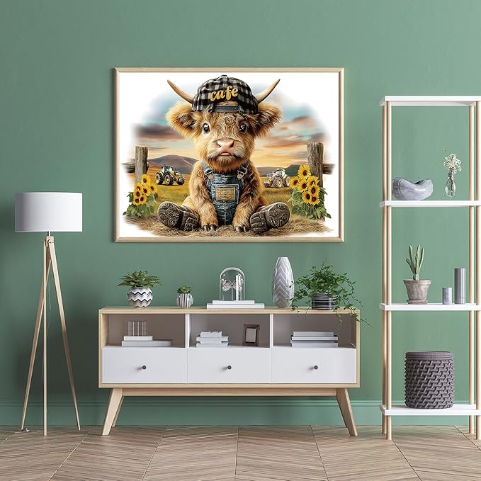 Puzzles for Adults 1000 Pieces, Highland Cow Jigsaw Puzzles - Cool Calf, Impossible Cow Puzzle for Seniors Family, 27.56 x 19.69 inches, 1:1 Poster, Letter on The Back