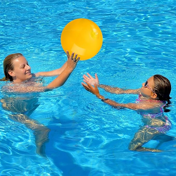 10 Pack Yellow Beach Ball - 12Inch Blow Up Beach Ball Party Supplies for Kids, Inflatable Floating Balls for Summer Pool Parties, Outdoor Activities & Birthday Decorations(Yellow)