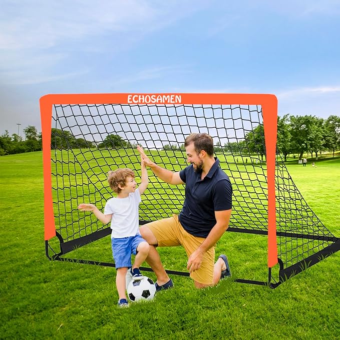 Kids Soccer Goals for Backyard, 2 of 6 x 4 ft Kids Soccer Goal Set Soccer Net with 10 Soccer Cones, Agility Ladder & Carry Bag, Portable Soccer Training Equipment.