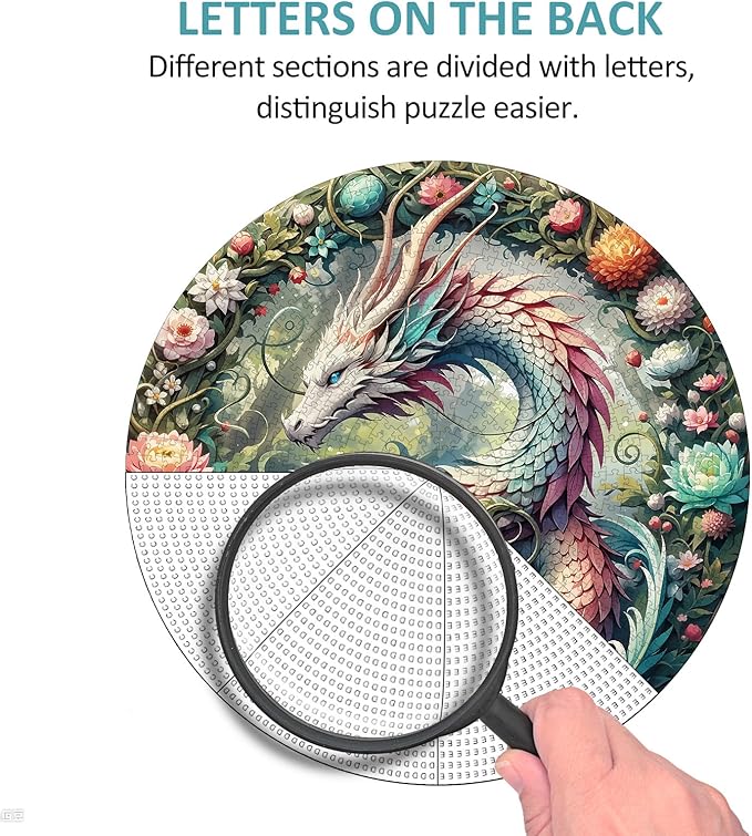 Dragon Puzzles for Adults 1000 Pieces, Round Mandala Jigsaw Puzzles 1000 Pieces, Impossible Difficult Hard Challenging Puzzles for Adults (26.5 * 26.5in)