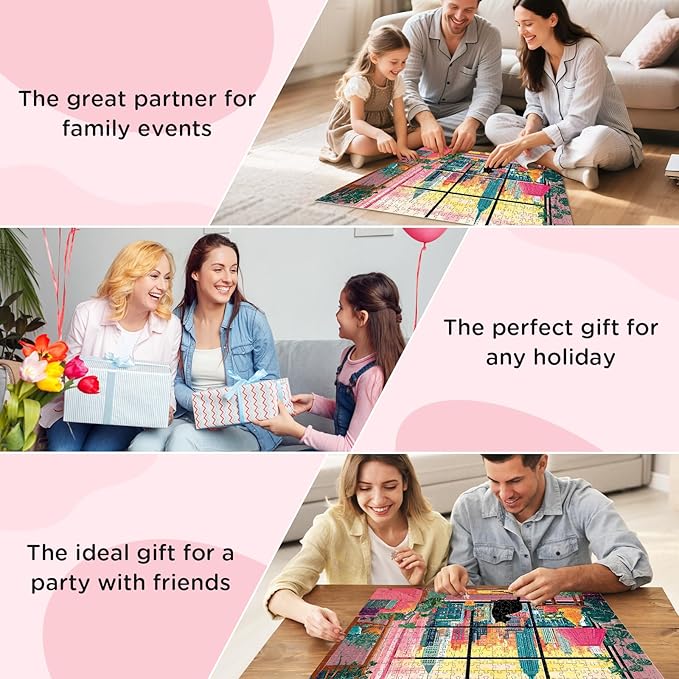 500 Pieces Jigsaw Puzzles for Adults, Black Cat in City Jigsaw Puzzle for Adults Elders Seniors, Colorful Art Jigsaw Puzzle, Interlock Letter on Back, Home Decor Birthday Party Gift Toys 20.5 x 15 in