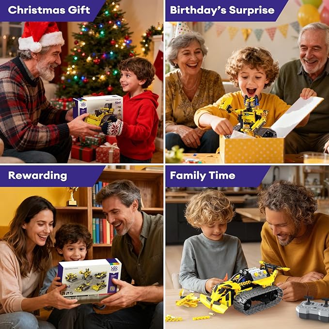 5 in 1 STEM Robot Toy Building Kit, 452 PCS Blocks App & Remote Control Engineering Toys Robotics for Kids Ages 8-12, RC Bulldozer Erector Sets for Boys Girls 6 7 9 10 11 13 14+ Birthday Gifts