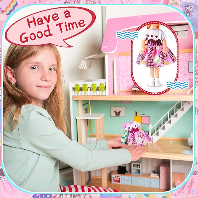 Hungdao 16 Pcs Girl Boy Doll Clothes Lovely Outfits Mini Doll Clothes 6 Inch Dolls Accessories for Kids Birthday Outfit(Beautiful Girls)