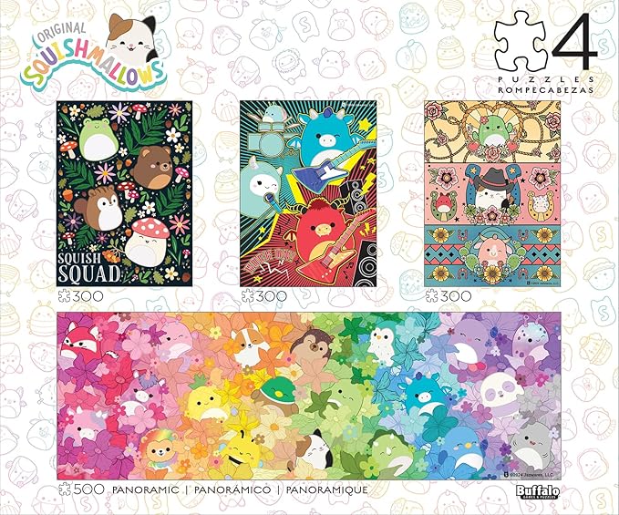 Buffalo Games - Squishmallows - 4 X 1 Multipack - Squish Multipack - Various Piece Count Jigsaw Puzzles for Adults - Challenging Puzzle Perfect for Game Nights
