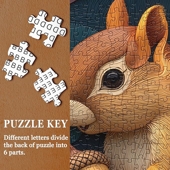 Flower Squirrel Puzzle for Adults 1000 Pieces, Cute Animal Jigsaw Puzzle, Round Colorful Fall Autumn Plant Floral Puzzle