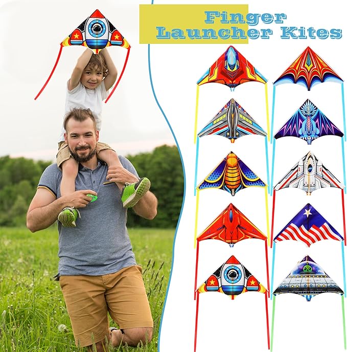 10 Pcs Mini Finger Launcher Kites Easy to Fly Slingshot Ejection Kites Flying Toys for Outdoor Park Backyard Beach Game Sports Party Favors