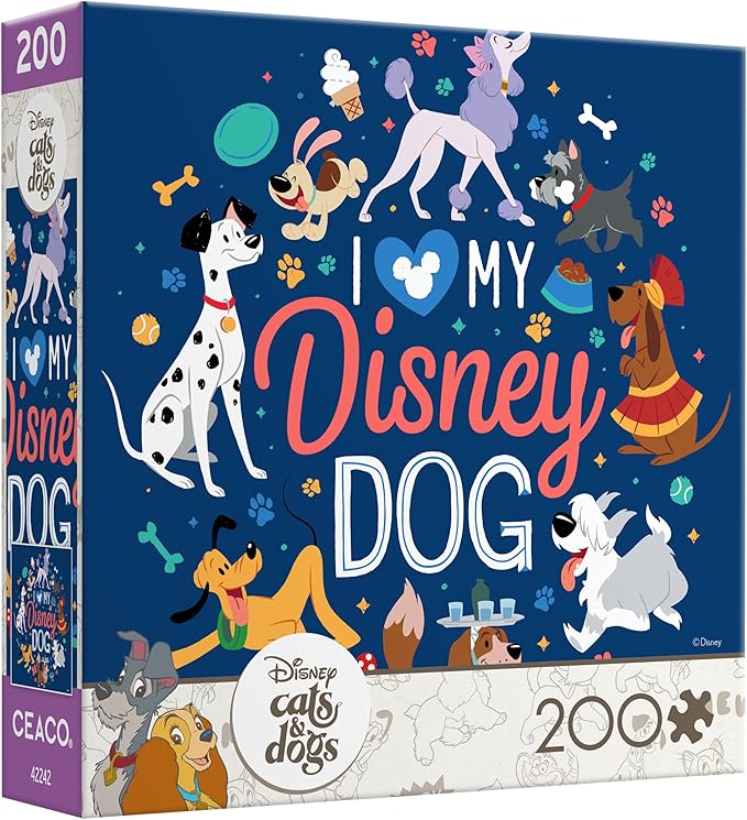 Ceaco - Disney Cats and Dogs - I Love My Disney Dog - 200 Piece Puzzle for Families - Challenging and Perfect for Game Nights - Finished Puzzle Size 15 x 15