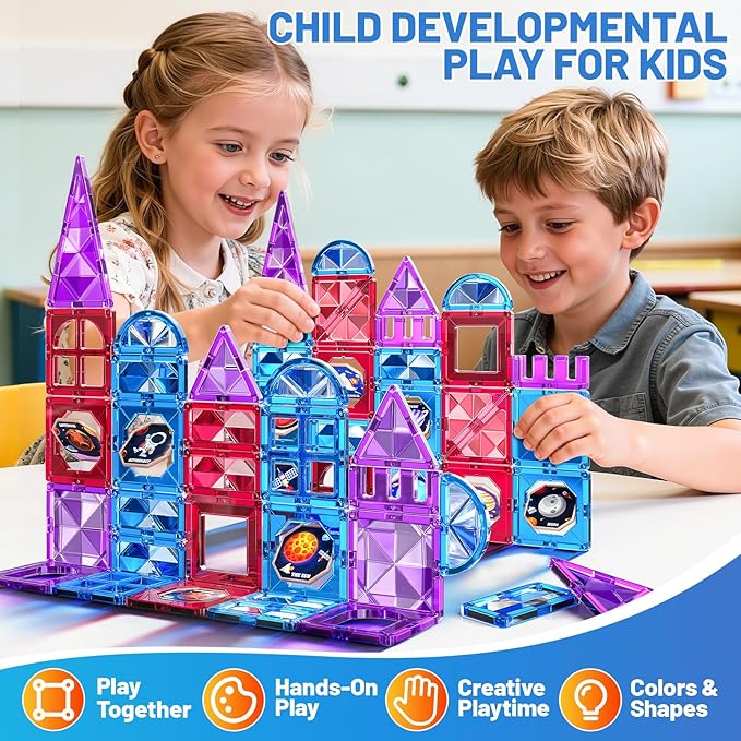 Magnet Toy for Toddlers 1-3, Toddler Magnet Building Blocks Tiles Toys for Kids Ages 1-3 4-8, Preschool Learning Sensory Educational Gifts Toys for Boys and Girls 3+ Year Old