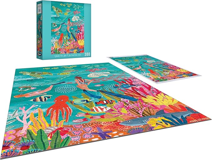 RoseArt - Hebe Studio - Under The Sea - 300 Piece Jigsaw Puzzle, Tropical Snorkel Scene Puzzle for Adults