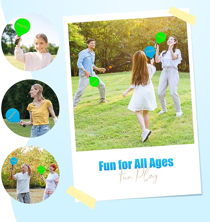 Paddle Ball Set, Outdoor Games for Adults and Family, Badminton Sets for Backyards Yard Game with 4 Rackets 4 Balls 8 Birdies, Beach Toys Pool Lawn Outside Park Camping Family Games Gifts