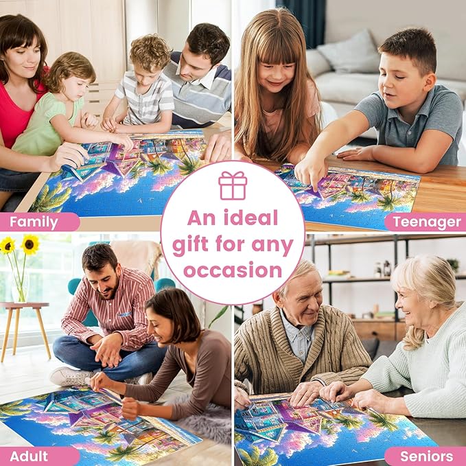 300 Pieces Jigsaw Puzzles for Adults, Color House Puzzle for Adults Children Seniors, Oil Painting Style Puzzle 300 Pieces, Gift for Birthday, Home Decor, Fun for Family Entertainment(20.5 * 15 in)