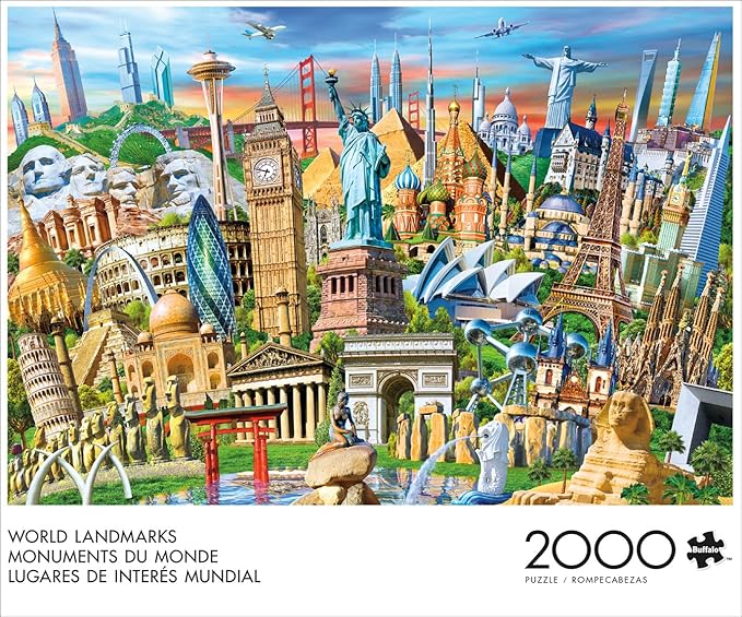 Buffalo Games - Adrian Chesterman - World Landmarks - 2000 Piece Jigsaw Puzzle for Adults - Challenging Puzzle Perfect for Game Nights - Finished Size is 38.50 x 26.50