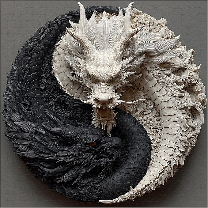 PICKFORU Yin Yang Dragon Puzzles for Adults 1000 Pieces, Nature Balance Jigsaw Puzzles 1000 Pieces, Difficult Challenging Art Puzzle as Wall Decor
