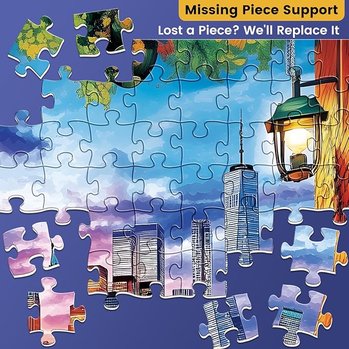 500 Piece Puzzle for Adult,Balcony Sunset Landscape Puzzle for Adult Senior,City Bridge Jigsaw Puzzle with Letters on Back,No Dust,Challenging Family Game Gifts for Friends Men Women Seniors,20.5*15In