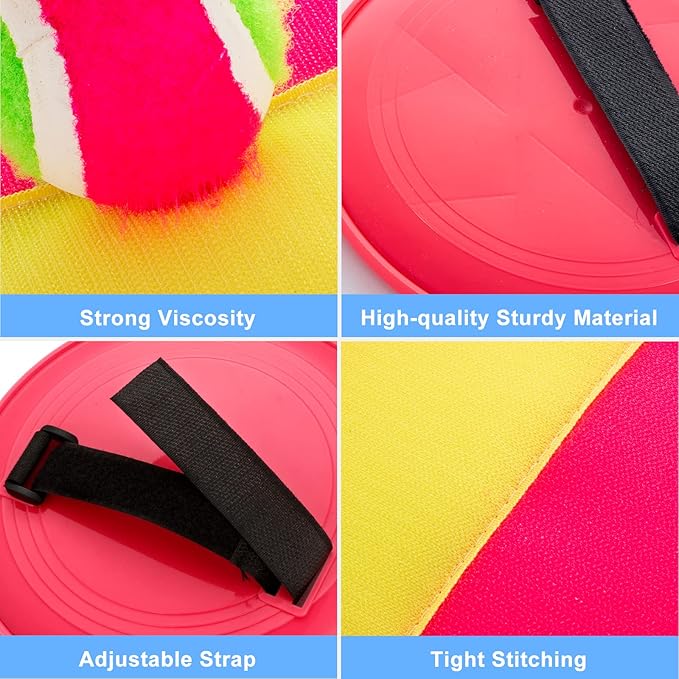 Beach Games, Outdoor Toys for Kids Ages 4-8, Toss and Catch Ball Set, with 4 Paddles 3 Balls, and 1 Storage Bag, Beach Toys Easter Gifts for Kids