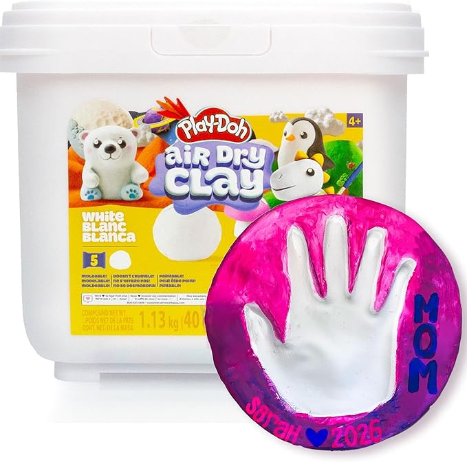 Play-Doh Brand Air-Dry Clay Bucket, Paintable White Modeling Clay, Arts & Crafts Gift, Craft Supplies, Sculpting and Molding Clay for Kids