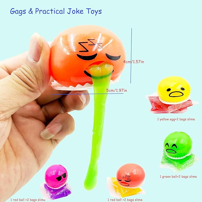 Easter Egg Fillers Vomiting Egg Slime Toy - Funny Prank Squeeze Stress Ball Puking Yolk, Novelty Fidget Relief Toy Gag Gift for Kids Adults, Christmas Stocking Stuffers & Birthday Parties