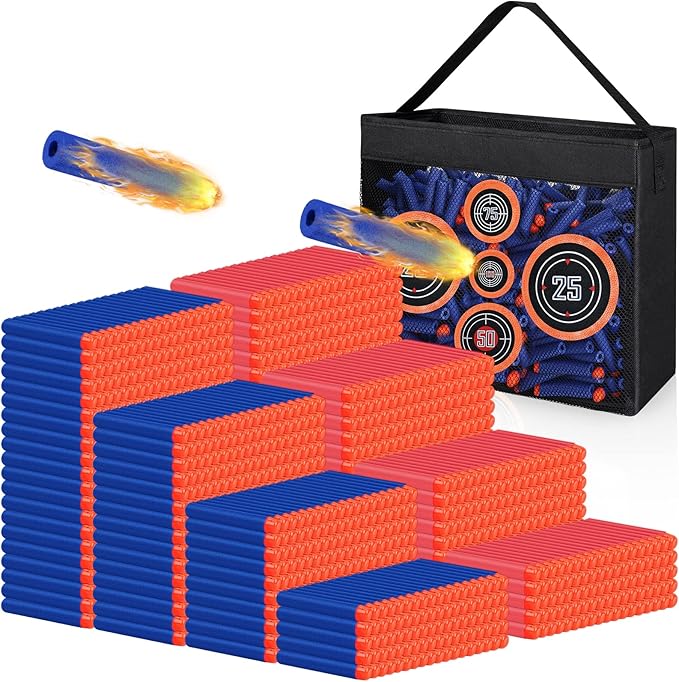 Refill Darts Bullets Fit for Nerf Guns, 1000 Pcs Foam Darts Fit for Nerf Party with Portable Shooting Practice Target Mesh Bag