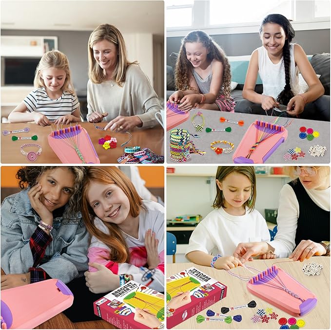 Friendship Bracelet Making Kit for Girls Ages 8-12, Kids Jewelry Making Kit with 28 Pre-Cut Threads and Letter Beads, Arts and Crafts for Kids, Birthday Easter Gifts for 6 7 8 9 10 11 12 Year Old